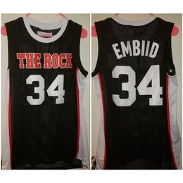 Nikivip #34 Joel Embiid The Rock High School Black Retro Basketball Jersey Mens Stitched Custom Number and name Jerseys