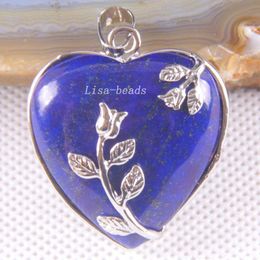 Pendant Necklaces Fashion Jewellery 33X33X9MM Heart Blue Natural Stone Lapis Lazuli 1Pcs K309Pendant