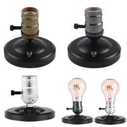 Lamp Base E27 E26 Electroplating Aluminium Vintage Retro Antique Edison Ceiling Screw Light Lamp Bulb Socket Holder With Switch