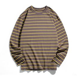 Men's T-Shirts Spring Men Long Sleeve Striped Basic Soft Tops Tees Male Loose Streetwear O-Neck TShirts S-XXLMen's