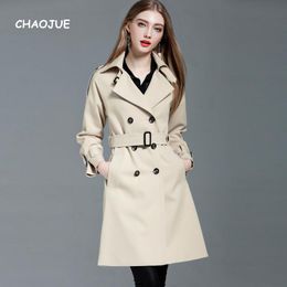 Women's Trench Coats CHAOJUE Brand Europe Women Long Arrivals Elegant Slim Coat Uk Ladies Loose Causal Trenchcoat Customised Sales