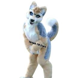 Medium and Long Fur All-in-one Husky Fox Mascot Costume Walking Halloween Suit Party Role-playing Cartoon Props Fursuit #017