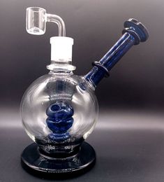 8.5 inch Blue Green Hookahs Glass Water Bong with Tyre Perc Female 18mm Small Smoking Pipes