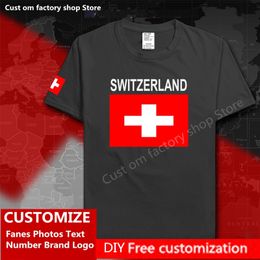 SWITZERLAND Country Flag T shirt DIY Custom Jersey Fans Name Number Brand Cotton T shirts Loose Casual Sports T shirt CHE 220616
