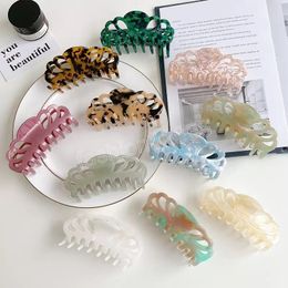 Women Large Hollow Out Crown Hair Clamps Acetic Acid Floral Pattern Multi Colour Hair Claw Clips Girls Head Wear Scrunchies Ponytail Hairpins Length 10 CM