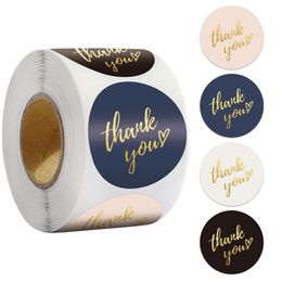 4 ColorsThank You Stickers Seal 50500PCS Gold Foil Paper Decoration Sticker For Handmade Wedding Gift Labels Stationery 220613