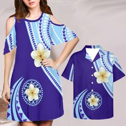 Dresses For Women And Summer Shirt 4XL Blue Striped Bohemian Plumeria Female Sexy Mini Party Ropa 4XL Couple Clothing 220627