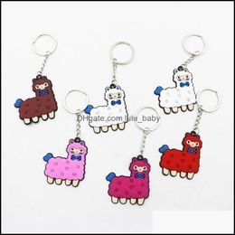 Accessori per la moda di portachiavi Nuovi Pvc Llama Keechain Alpaca Keyring Chain Anello metallico anello regalo borse borse decorazione a mano 274 t2 goccia