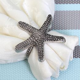 10pcs Fashion metal napkin buckle Creative starfish jewelry napkin ring hotel set table decoration napkin ring 201124