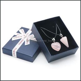 Rose Crystal Necklaces Love Necklace Hexagonal Cone Pendant Gift Box Set Drop Delivery 2021 Pendants Arts Crafts Gifts Home Garden Pkc8E