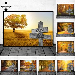 Road Sign Name Canvas Painting Custom Canvas Print Autumn Landscape Posters and Prints Nordic Print Picture for Home Decor Gift 220623
