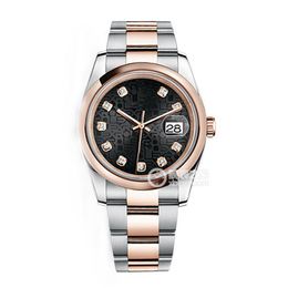 High Quality Asian Watch 2813 Sport Automatic Mechanical wristWatch 116201 18K Rose Gold Strap 36mm Black Printed Diamond Dial Luxury Ladies Watchs Casual Watches
