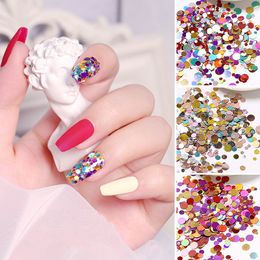 Women Glitter Sequins Decals Round Shape Nails Glitter Stickers Bling Effect Nail Art Decoration