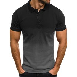 s slim Australia - Men's T-Shirts Men Shirt Casual Gradient Tops Summer Polos Shirts Mens Short Sleeve Tshirt Homme Fashion Slim Lapel Tees S-5XL