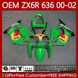 Injection Bodys For KAWASAKI NINJA ZX-636 ZX 6R 600 CC 6 R ZX636 ZX-600 00-02 Bodywork 133No.56 ZX 636 600CC Yellow red ZX-6R ZX6R 00 01 02 ZX600 2000 2001 2002 OEM Fairing