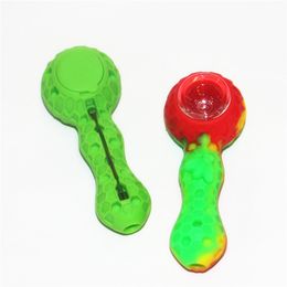 Silicone Spoon Hand Pipe Silicon Tobacco Water Pipes Wax Dabber tool for Dry Herb bongs