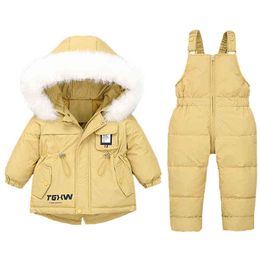 2021 New Winter Children Down Jacket 2 Pieces Set Boy Skipak Snowsuit Baby Girl Clothes Warm Baby Outfit Jacket For Babies 1-3Y J220718