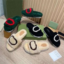 Women Fur Slippers Designer Wool Slides Fluffy Faux Fur Sandals Fashion Warm Indoor Slipper Light Brown merino Slide