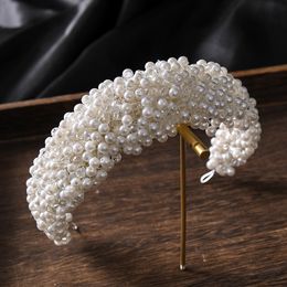 Bridal Crowns Hair Bands Women Head Band korean Bride Tiara Girl Pearl Crown Headbands Wedding Tiaras Headpieces Birthday Party Tiaras Jewellery Accessories