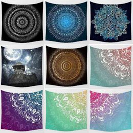 Mandala Wave Square Wall Hanging Wall Rugs Polyester Peach Square And Rectangle Wall Art Tapestry Home Decor J220804