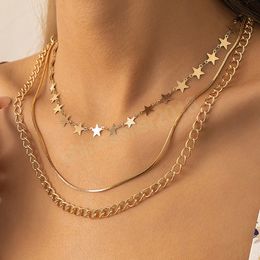 Personality Simple Stars Fine Snake Chain Clavicle Necklace Boho Fashion Hip Hop Sweet Cool Set Necklaces Charm Girl Jewellery