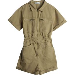 Women's Jumpsuits & Rompers Women's Denim Jumpsuit Western-style Retro BM Khaki Trendy Wide-leg Shorts Waist Summer Workwear Hong Kong S