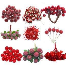 Berry Artificial Flower Party Fruit Red Artificia berry Simulation Cherry Stamen Berries for Home Christmas Decoration DIY Gift Wreath