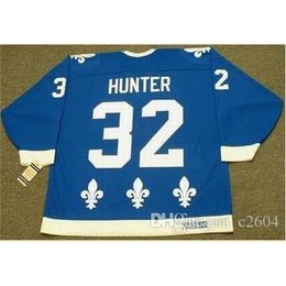 Chen37 Custom Men Youth women Vintage #32 DALE HUNTER Quebec Nordiques 1985 Hockey Jersey Size S-5XL or custom any name or number