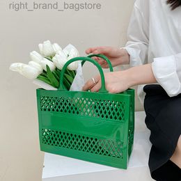 Luxury Hollow PVC Beach Bag Candy Colour Jelly Basket Bag Handbags Designer Brands Shopper Bags for Women 2022 Clear Purses Tote W220813