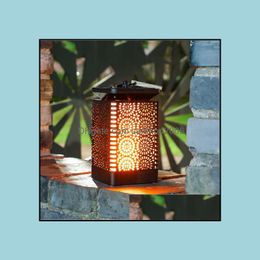 Garden Decorations Patio Lawn Home Ll Solar Flame Light Pool Landsca Waterproof Gardens Yard Dhift