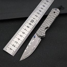 sebenza 21 knife UK - Chris Sebenza 21 Damascus Titanium Handle Folding Knife Outdoor EDC Pocket Camping Hunting Self Defense survival knives BM42 UT85 2953