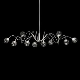 Chandeliers Modern Simple Novelty LED Chandelier Smoke Gray Glass Ball Living Room Decor Lighting Nordic Chrome Dining Hanging LampChandelie