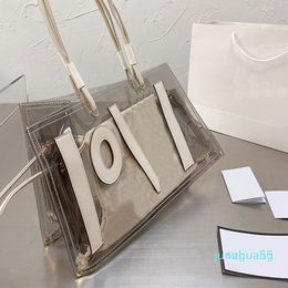 Designer -Women Jelly Tote Shopping Bag Transparent Handbags Pvc Leather Handle Interior Detachable Canvas Pocket Shoulder Bags Large Capacity Pocket