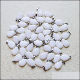 Pendant Necklaces Pendants Jewelry Charms Warter Drop Eardrop Natural White Jade Stone Beads For Making N Dhcpw