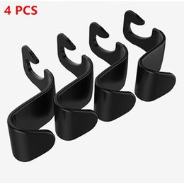 Car Organiser 4pcs Multi-functional Auto Rear Seat Headrest Hanger Bag Hook Holder Storage Fastener Clip Interior Accessories