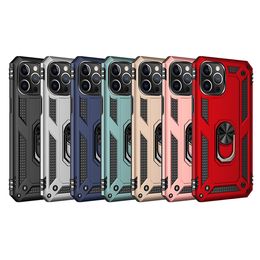 Shockproof Armor Kickstand Phone Cases For iPhone 14 PRO MAX 14MAX 6.7 146.1 TPU PC 2 in 1 Magnetic Finger Ring Anti-Fall Cover Case