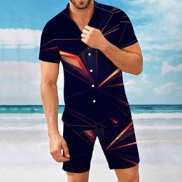 Men's Tracksuits Summer Hawaiian Shirt Male Printing Luxury Man Casual Short Sleeve Shorts 2 Piece Set Sweat Suits Oversized Beachwear 2022M