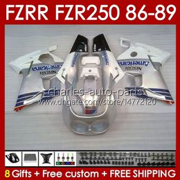 Bodywork For YAMAHA FZR250R FZRR FZR 250R 250RR FZR 250 86-89 Body FZR-250 142No.11 FZR-250R FZR250 R RR 86 87 88 89 FZR250RR 1986 1987 1988 1989 Fairing Kit silvery white