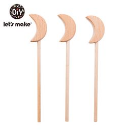 Let'S Make 20Pc Baby Stroller Toys Heart Shape Wooden Magic Wand Baby Wood Teether Toys 0-12 Months Tiny Rod For Children 220507