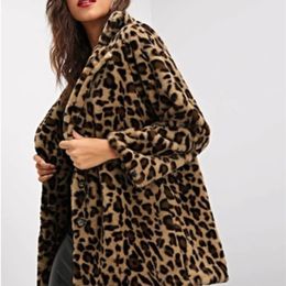 2019 New Coat Women Autumn Winter Eoropean Casual Streetwear Classic Thick Faux Fur Leopard Velvet Coat Female T191027