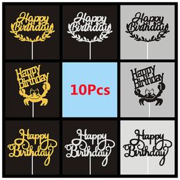 Other Festive & Party Supplies Pcs/Bag Paper Board Crab Cake Topper Happy Birthday Decoration Cupcake Baking Decor DIY AccessoriesOther