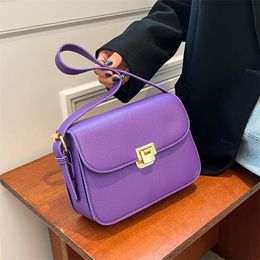 Borse da sera Purple Crossbody for Women 2022 Borse in pelle quadrata Piccole designer Ladies Shourseeving Seque