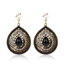 Clip-on & Screw Back Party Bijoux Bohemia Statement Crystal Clip Earrings Boho Turkish Vintage Ethnic Jewellery No Pierced For Women 2022