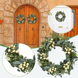 Decorative Flowers & Wreaths Wreath Decor Door Hanging Garland Ornament Simulation Artificial Home Decoration Plant Leaf Party Christmas J1s