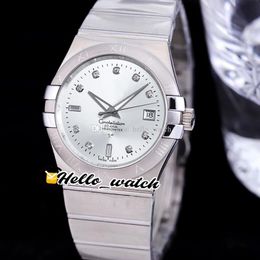 38mm New 123.10.38.21.52.001 Miyota 8215 Automatic Mens Watch Diamond Mark White Dial Stainless Steel Bracelet Watches HelloWatch G39C2