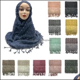 Scarves Wraps Hats Gloves Fashion Accessories Luxury Pom Bubble Cotton Hijab Scarf Women Long Shawl Wrap Muslim Headband Maxi Islamic Emb