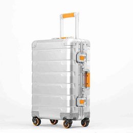 Travel Tale Inch Luxury New Aluminum Suitcase Cabin Trolley Luggage Bag With Wheels J220708 J220708