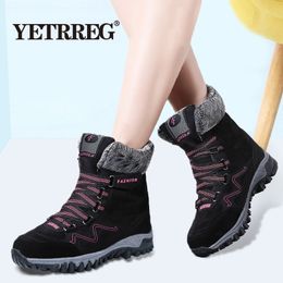 New Arrival Fashion Suede Leather Women Snow Boots Winter Warm Plush Womens boots Waterproof Ankle Boots Flat shoes 3542 Y200114
