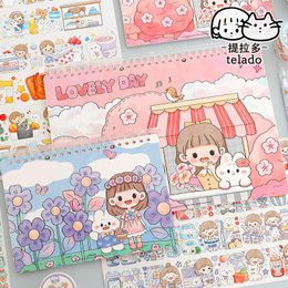 Notepads Kawaii Refillable Binder 40 Sheets Reusable Release Book Washi Tape Stickers Storage Journal Books School StationeryNotepads