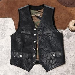 Men's Vests DSV199 Asian Small Size Mens Super High Quality Genuine Cow Leather Brass Button Vest Stylish Waistcoat Kare22